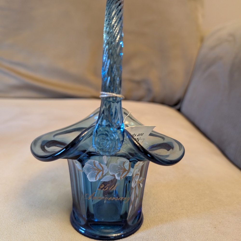 Elegant Blue Glass Basket